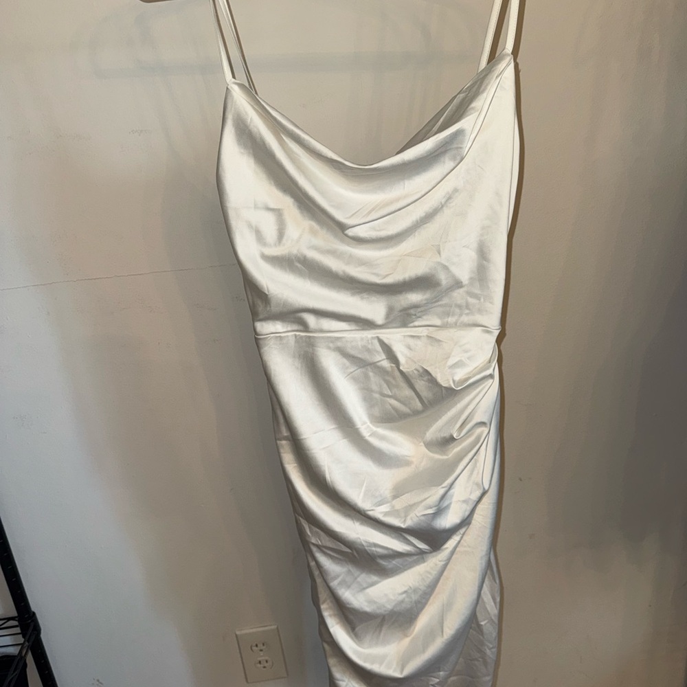 Elegant White Satin Dress